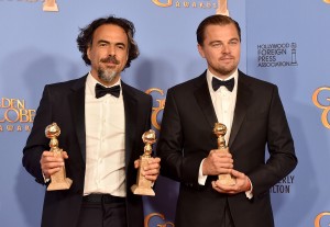 BEVERLY HILLS, CA - JANUARY 10:  Director Alejandro Gonzalez Inarritu (L), winner of Best Motion Picture - Drama and Best Director - Motion Picture for "The Revenant," and actor Leonardo DiCaprio, winner of Best Performance by an Actor in a Motion Picture - Drama for "The Revenant," pose in the press room during the 73rd Annual Golden Globe Awards held at the Beverly Hilton Hotel on January 10, 2016 in Beverly Hills, California.  (Photo by Kevin Winter/Getty Images)
