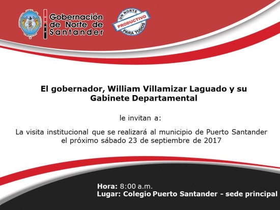 Invitación visita institucional a Puerto Santander