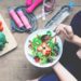 Yoga female cooking homemade salad