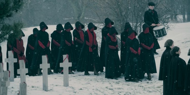 THE HANDMAID'S TALE -- The Emmy-winning drama series returns with a second season shaped by Offred’s pregnancy and her ongoing fight to free her future child from the dystopian horrors of Gilead. “Gilead is within you” is a favorite saying of Aunt Lydia. In Season Two, Offred and all our characters will fight against – or succumb to – this dark truth.(Photo by: Take Five/Hulu)