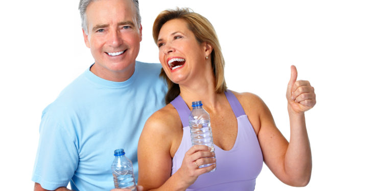 Healthy fitness elderly couple. Sport and exercise concept.