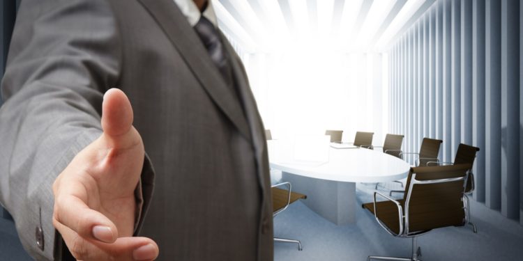 Business man and meeting table background