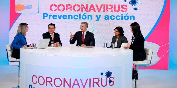 El Presidente Duque, la representante de la OPS/OMS para Colombia, Gina Tambini, el Ministro de Salud, Fernando Ruiz, y la Directora del Instituto Nacional de Salud, Martha Ospina, le dijeron al país, las medidas adoptadas para contener al coronavirus.