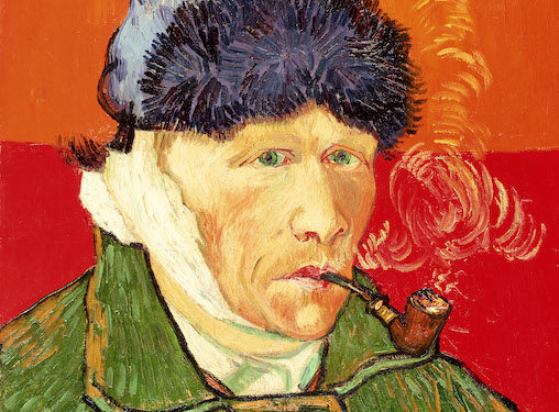 MFA213437 Self Portrait with Bandaged Ear and Pipe, 1889 (oil on canvas) by Gogh, Vincent van (1853-90); 51x45 cm; Private Collection; Dutch,  out of copyright