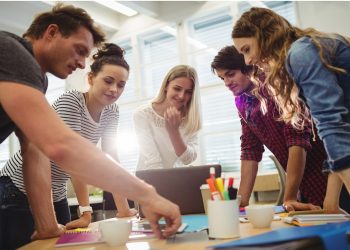 Graphic designers in a meeting at the office