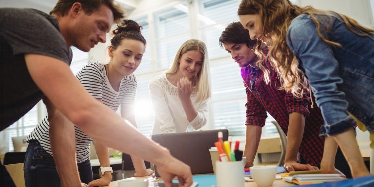 Graphic designers in a meeting at the office