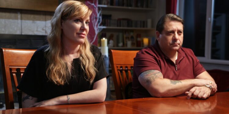 Amy Allan and Steve DiSchiavi sit down with their clients at the reveal in Applegate, California as seen on Travel Channel's The Dead Files.