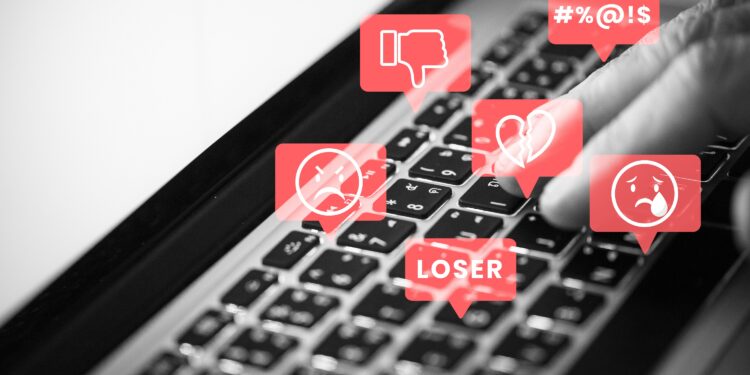 Social media troll harassing people on social media