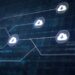 Cloud Download Icon Line Connection of Circuit Board