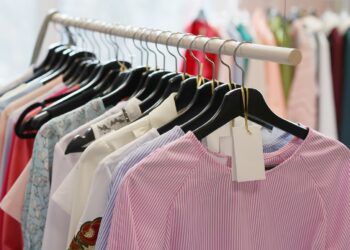 Clothing shop. Clothes on the hangers