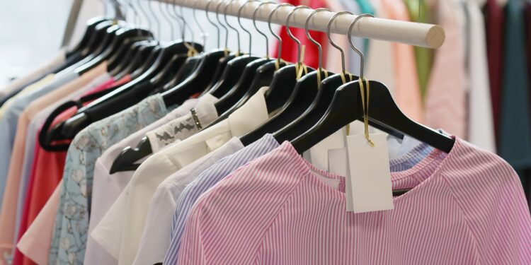 Clothing shop. Clothes on the hangers
