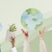 Hand presenting earth sustainable environment remix