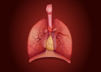 Diagram showing lungs with disease illustration
