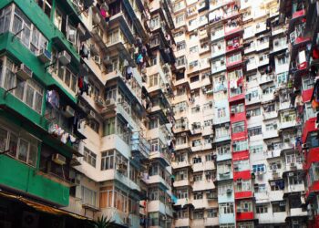 Overpopulated residential building in Hong Kong