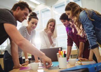 Graphic designers in a meeting at the office