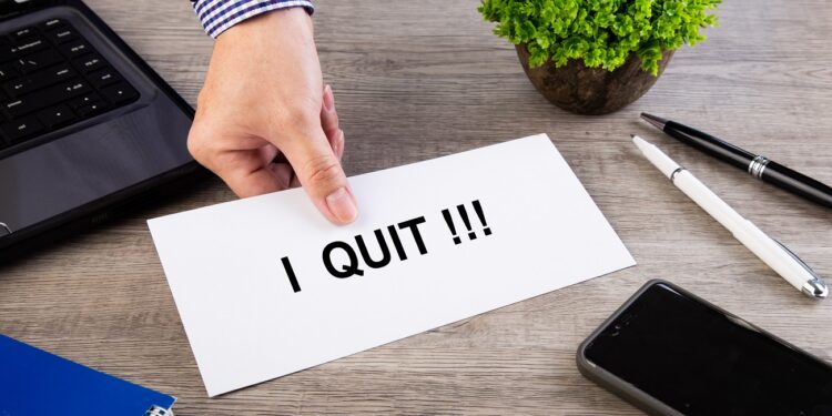 Employee submit or sending resignation letter, Change of job, unemployment, resign concept.