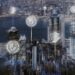 Smart city security background digital transformation digital remix