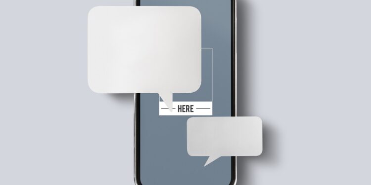 Chat messaging on mobile phone mockup