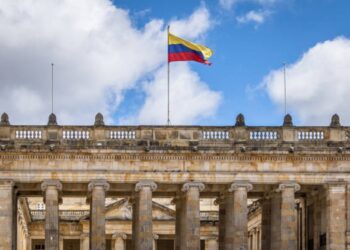 Colombian National Capitol and Congress situated at Bolivar Square - Bogota, Colombia