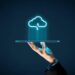 Cloud computing concept - connect devices to cloud. Businessman or information technologist with cloud computing icon and tablet.
