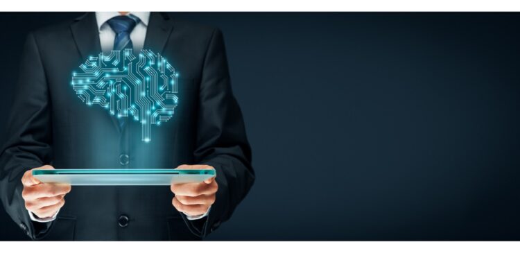 Artificial intelligence (AI), data mining, expert system software, genetic programming, machine deep learning, neural networks and another modern computer technologies concepts. Brain representing artificial intelligence with printed circuit board (PCB) design.