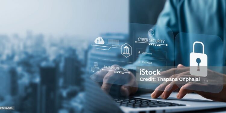 cybersecurity concept, user privacy security and encryption, secure internet access Future technology and cybernetics, screen padlock.
