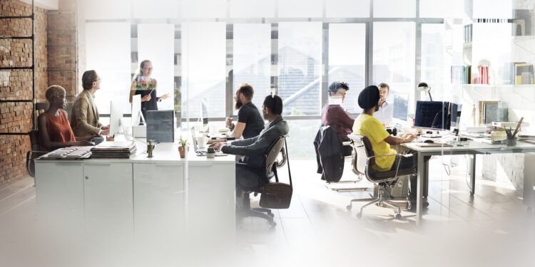 Diverse people working in the office