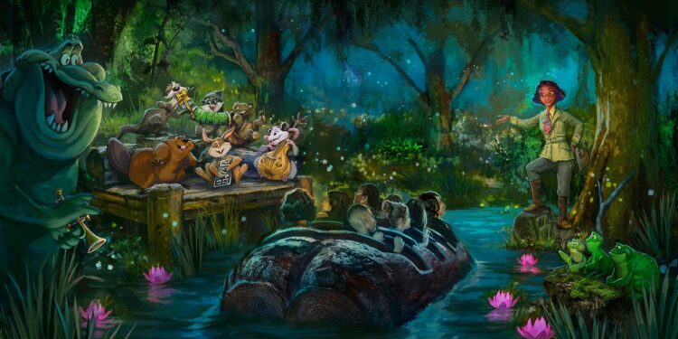 A first look at a new scene and some of the brand-new characters coming to Tiana’s Bayou Adventure. Tiana’s Bayou Adventure, coming to Magic Kingdom Park, Lake Buena Vista, Fla. and Disneyland Park, Anaheim, Calif., in 2024, will take guests on a musical adventure inspired by the beloved story and characters from the fan-favorite film. (Disney)