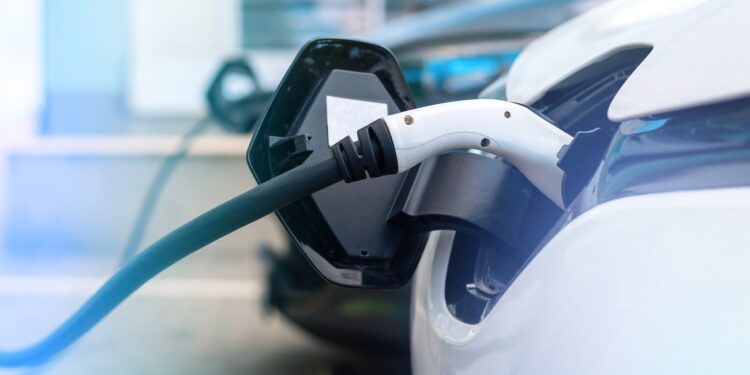 Plugged in chargers into two electric cars at charge station