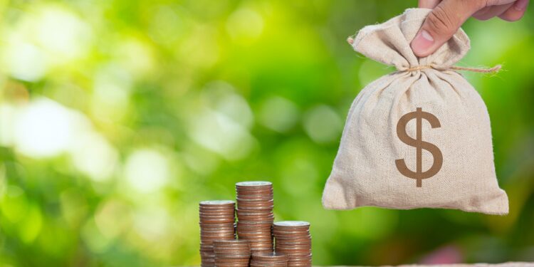 World Habitat Day,close up picture of a pile of coins and a sag of coin