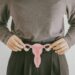 Hands holding uterus, female reproductive system , woman health, PCOS, gynecologic and cervix cancer concept