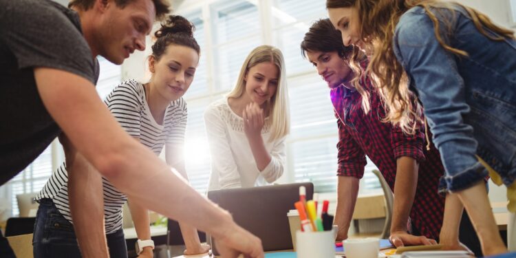 Graphic designers in a meeting at the office