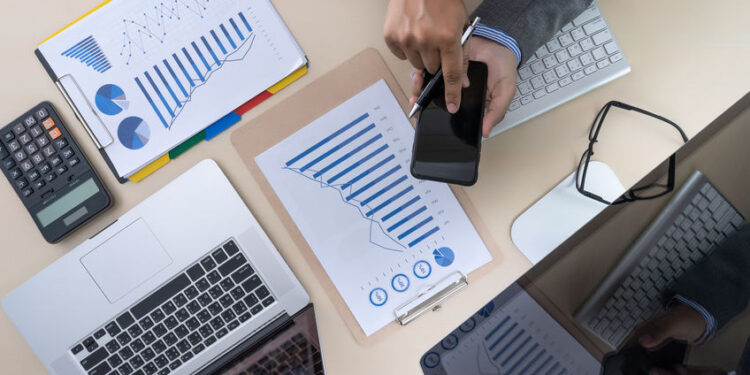analyzing the work Accounting on Laptop  investment concept.