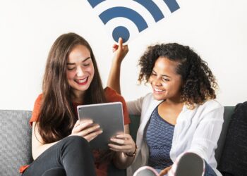 Friends with wifi signal icon