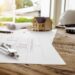Image of engineering objects on workplace top view.Construction concept. Engineering tools.Vintage tone retro filter effect,soft focus(selective focus)