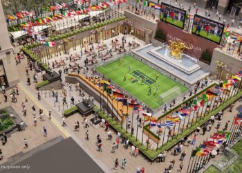 rendering new york new jersey world cup 26 & telemundo fan village at rockefeller center courtesy rockefeller center