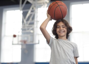 happy kid enjoying his gym class
