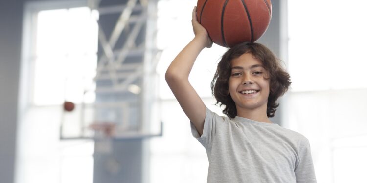 happy kid enjoying his gym class