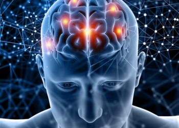 3d medical figure with brain highlighted