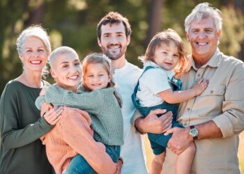 this is all of us. shot of a multi generational family posing together outdoors
