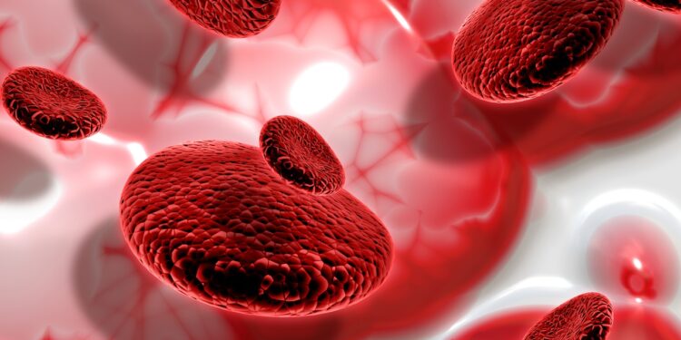 3d blood cells on abstract background