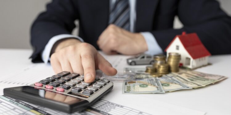 finance business elements assortment with businessman
