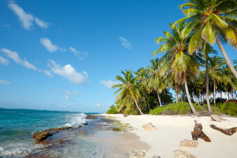 johnny cay on the reef of san andres island, colombia
