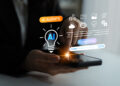 innovative technology concept with ai agent and smartphone interaction