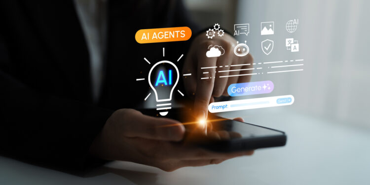 innovative technology concept with ai agent and smartphone interaction