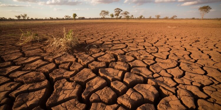 arid mud landscape, broken tree sunset season generated by ai