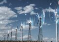 wind energy with wind turbines background