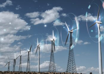 wind energy with wind turbines background