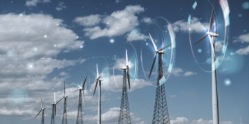 wind energy with wind turbines background