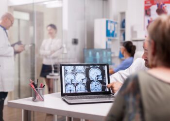 senior woman in hospital office